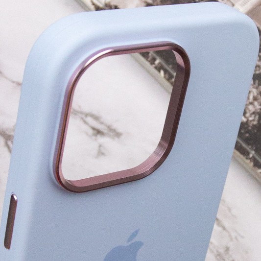Чехол Silicone Case Metal Buttons (AA) для Apple iPhone 13 Pro Max (6.7") Голубой / Cloud Blue - изображение 7