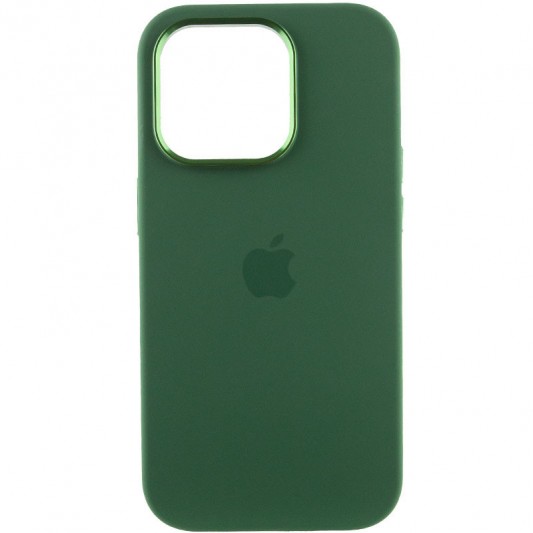 Чехол Silicone Case Metal Buttons (AA) для Apple iPhone 13 Pro Max (6.7") Зеленый / Clover - изображение 1