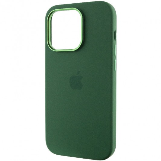 Чехол Silicone Case Metal Buttons (AA) для Apple iPhone 13 Pro Max (6.7") Зеленый / Clover - изображение 2