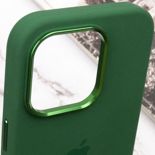 Чехол Silicone Case Metal Buttons (AA) для Apple iPhone 13 Pro Max (6.7") Зеленый / Clover - изображение 7