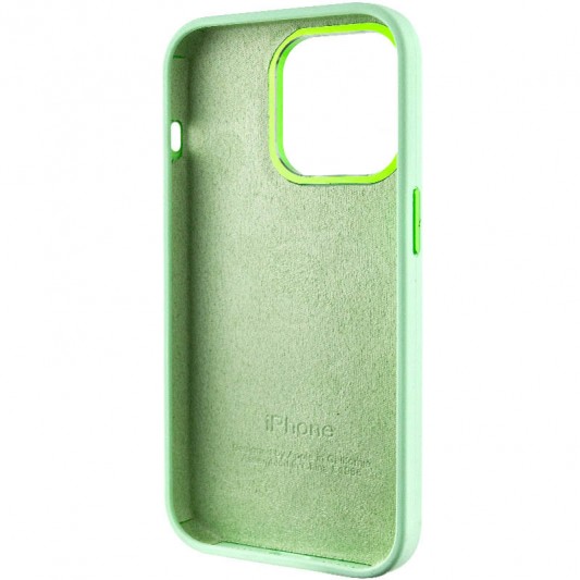 Чехол Silicone Case Metal Buttons (AA) для Apple iPhone 13 Pro Max (6.7") Зеленый / Pistachio - изображение 4