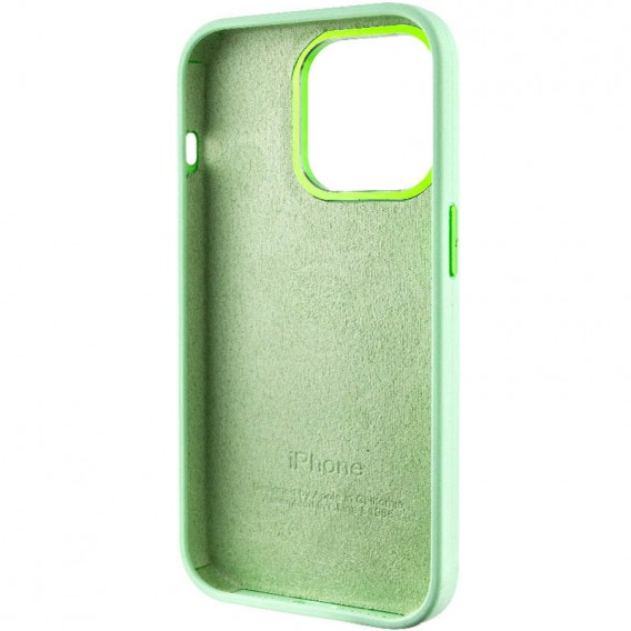 Чехол Silicone Case Metal Buttons (AA) для Apple iPhone 13 Pro Max (6.7"), Зеленый / Pistachio