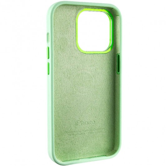 Чехол Silicone Case Metal Buttons (AA) для Apple iPhone 13 Pro Max (6.7") Зеленый / Pistachio - изображение 5