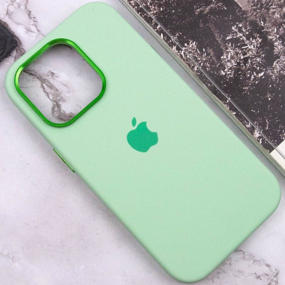 Чехол Silicone Case Metal Buttons (AA) для Apple iPhone 13 Pro Max (6.7"), Зеленый / Pistachio