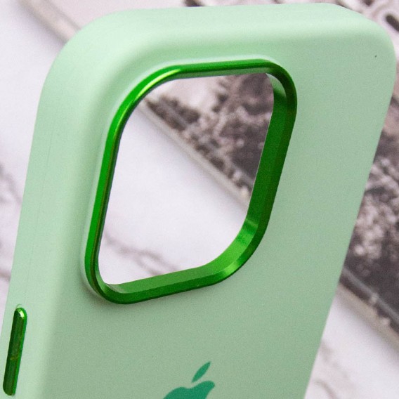 Чехол Silicone Case Metal Buttons (AA) для Apple iPhone 13 Pro Max (6.7"), Зеленый / Pistachio