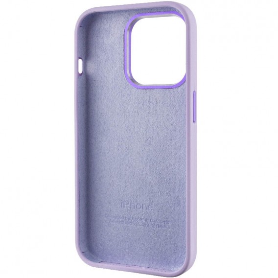 Чехол Silicone Case Metal Buttons (AA) для Apple iPhone 13 Pro Max (6.7"), Сиреневый / Lilac