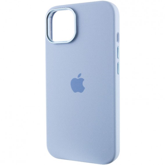 Чохол Silicone Case Metal Buttons (AA) для Apple iPhone 14 (6.1"), Блакитний / Blue Fog