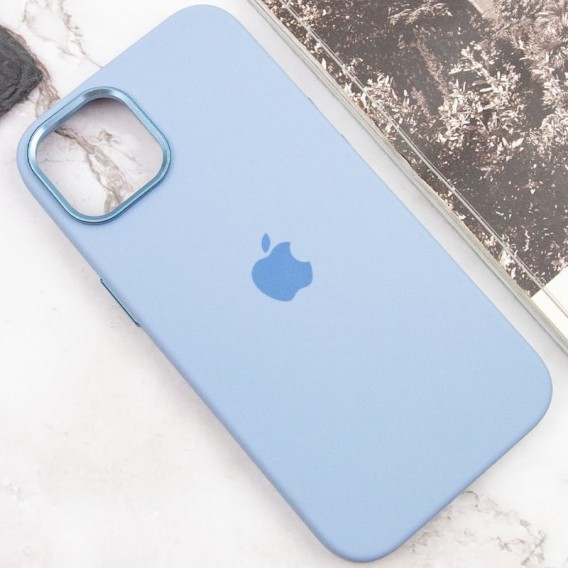 Чохол Silicone Case Metal Buttons (AA) для Apple iPhone 14 (6.1"), Блакитний / Blue Fog