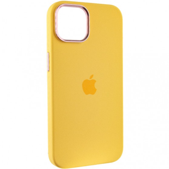 Чехол Silicone Case Metal Buttons (AA) для Apple iPhone 14 (6.1") Желтый / Sunglow