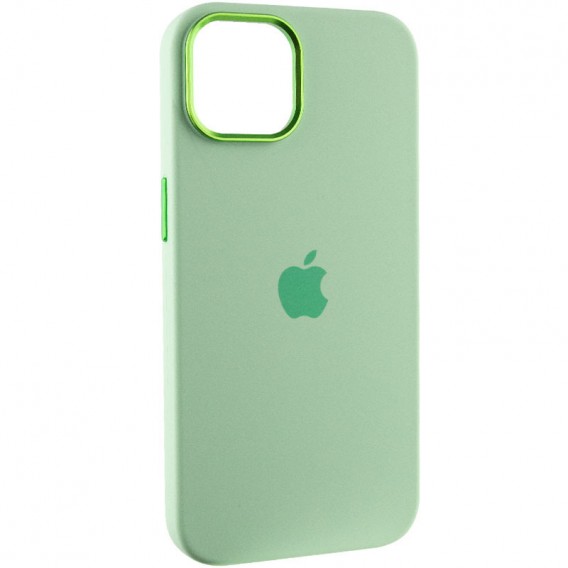 Чехол Silicone Case Metal Buttons (AA) для Apple iPhone 14 (6.1"), Зеленый / Pistachio