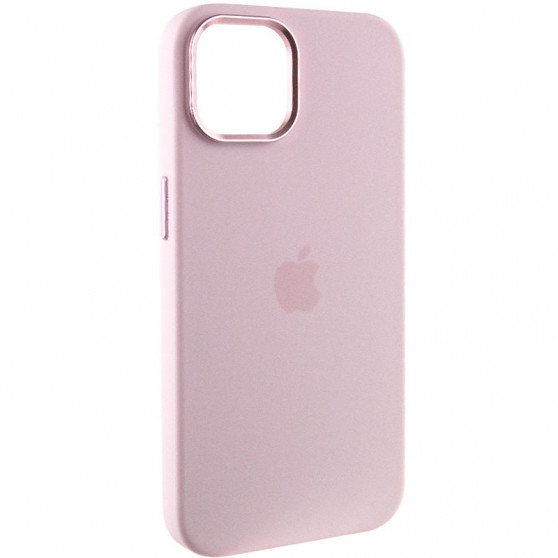 Чехол Silicone Case Metal Buttons (AA) для Apple iPhone 14 (6.1") Розовый / Chalk Pink