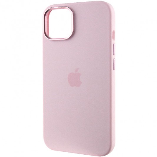 Чехол Silicone Case Metal Buttons (AA) для Apple iPhone 14 (6.1") Розовый / Chalk Pink - изображение 2