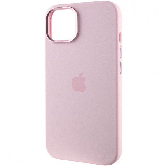 Чехол Silicone Case Metal Buttons (AA) для Apple iPhone 14 (6.1"), Розовый / Chalk Pink
