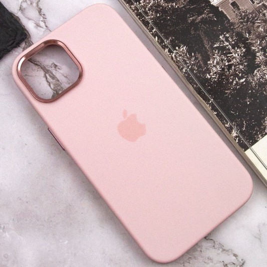 Чехол Silicone Case Metal Buttons (AA) для Apple iPhone 14 (6.1") Розовый / Chalk Pink - изображение 6