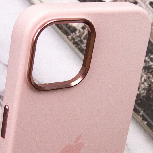 Чехол Silicone Case Metal Buttons (AA) для Apple iPhone 14 (6.1") Розовый / Chalk Pink - изображение 7