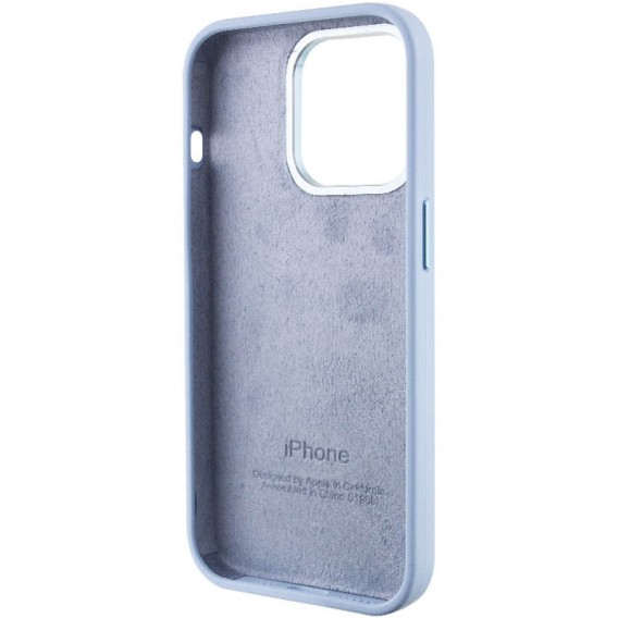 Чохол Silicone Case Metal Buttons (AA) для Apple iPhone 14 Pro (6.1"), Блакитний / Blue Fog