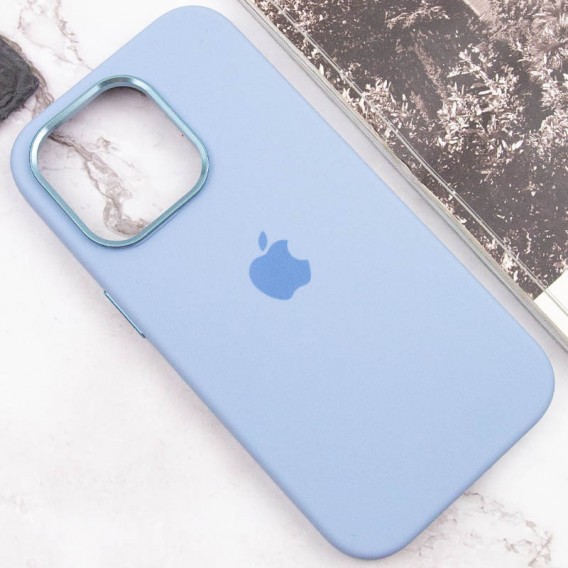 Чохол Silicone Case Metal Buttons (AA) для Apple iPhone 14 Pro (6.1"), Блакитний / Blue Fog