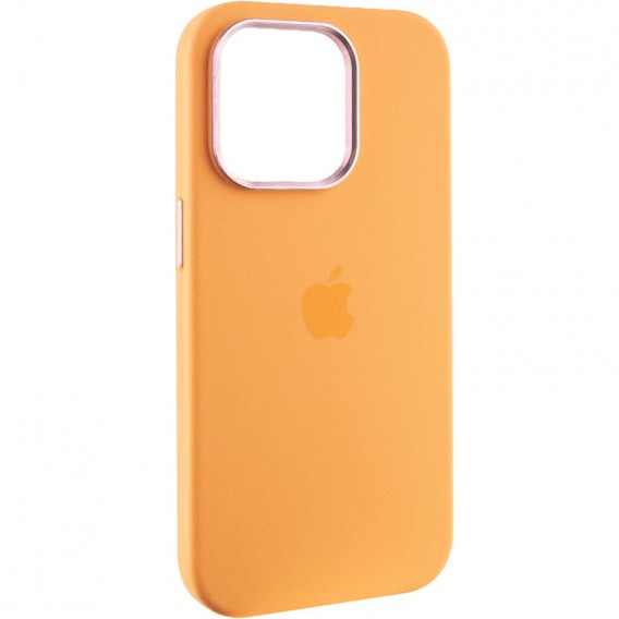 Чохол Silicone Case Metal Buttons (AA) для Apple iPhone 14 Pro (6.1"), Помаранчевий / Marigold