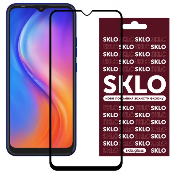 Захисне скло SKLO 3D (full glue) для TECNO Spark 6 Go, Чорний