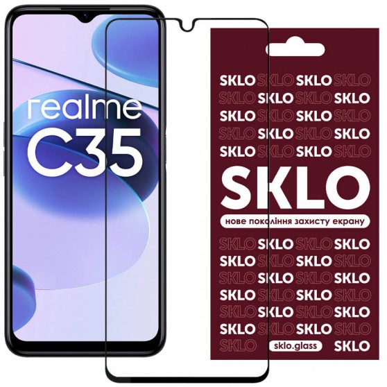 Защитное стекло SKLO 3D для Realme C35 Черный