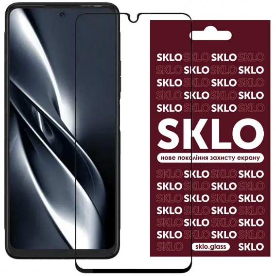 Захисне скло SKLO 3D (full glue) для TECNO Pova 3 (LF7n), Чорний