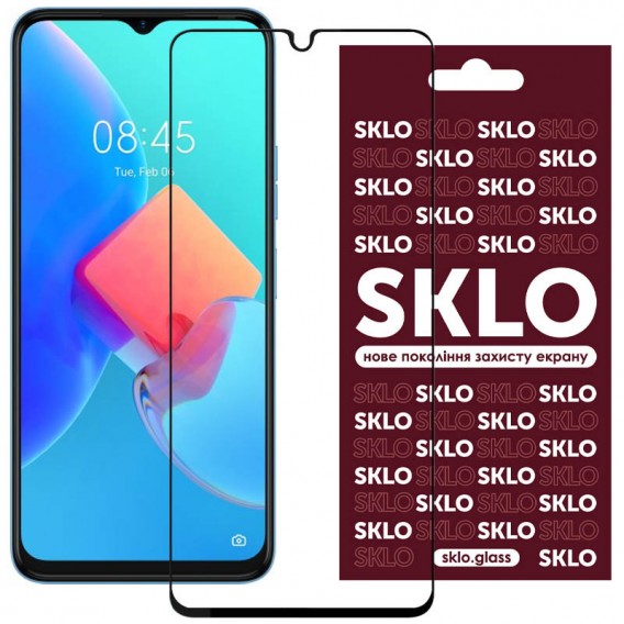 Защитное стекло SKLO 3D (full glue) для TECNO Spark 8C / Spark Go 2022 (KG5m), Черный