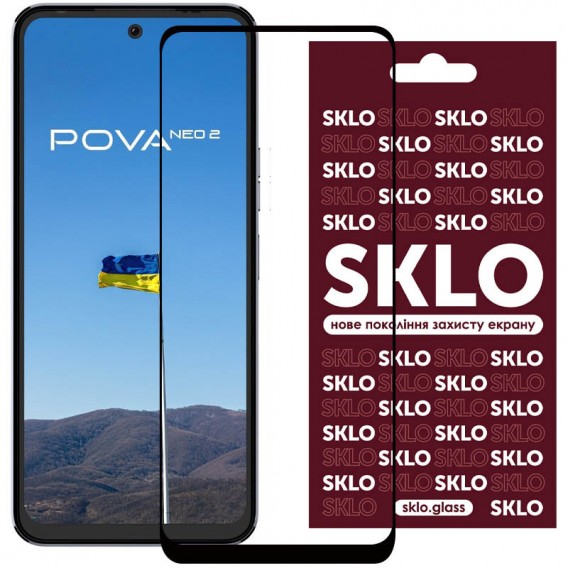 Захисне скло SKLO 3D (full glue) для TECNO Pova Neo 2 (LG6n), Чорний