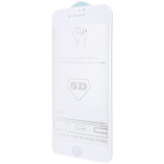 Захисне скло 5D Hard (full glue) (тех.пак) для Apple iPhone 6/6s (4.7") Білий
