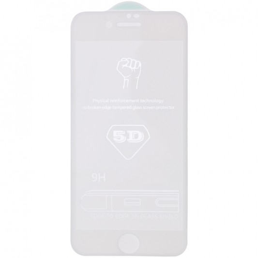 Захисне скло 5D Hard (full glue) (тех.пак) для Apple iPhone 6/6s (4.7") Білий - зображення 1 