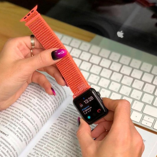 Ремінець Nylon для Apple Watch 42(ser.1-3)/44/45/46/49mm Помаранчевий / Orange - зображення 1 