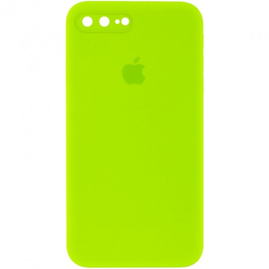Чохол Silicone Case Square Full Camera Protective (AA) для Apple iPhone 7 plus / 8 plus (5.5") Салатовий / Neon green