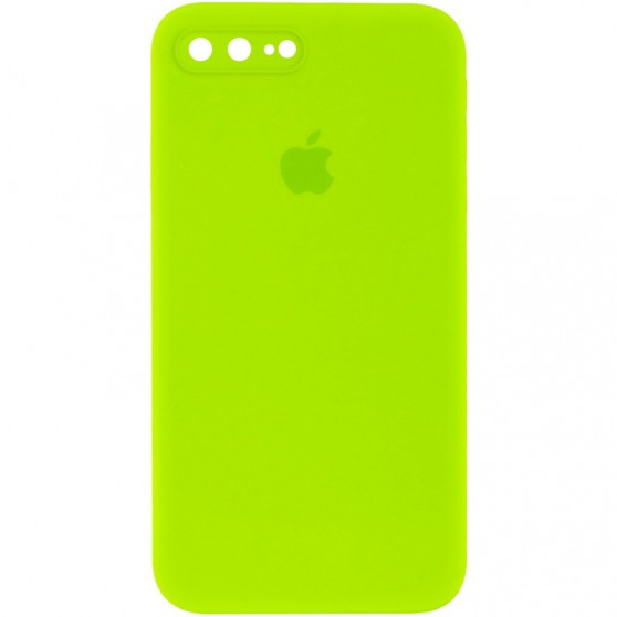 Чохол Silicone Case Square Full Camera Protective (AA) для Apple iPhone 7 plus / 8 plus (5.5") Салатовий / Neon green