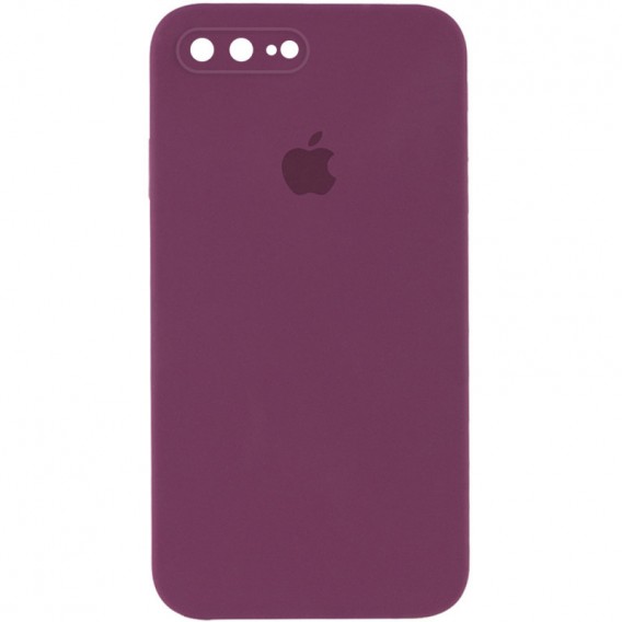 Чохол Silicone Case Square Full Camera Protective (AA) Apple iPhone 7 plus / 8 plus (5.5"), Бордовий / Maroon
