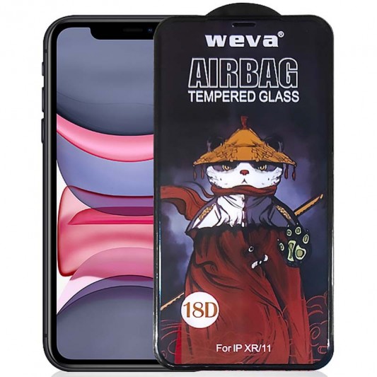 Захисне 2.5D скло Weva AirBag (тех.пак) для Apple iPhone 11 / XR (6.1") Чорний - зображення 1 