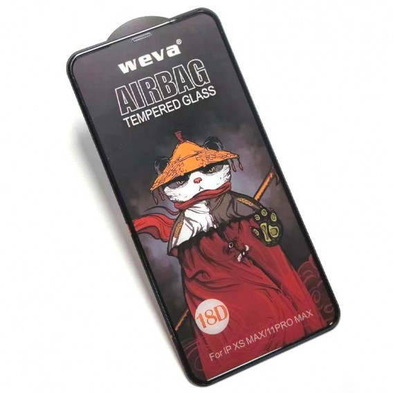 Защитное 2.5D стекло Weva AirBag (тех.пак) для Apple iPhone 11 Pro Max / XS Max (6.5"), Черный