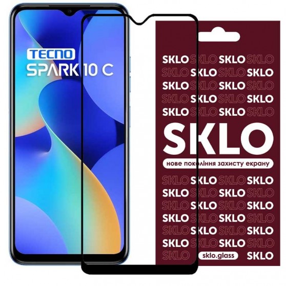 Защитное стекло SKLO 3D для TECNO Spark 10C Черный