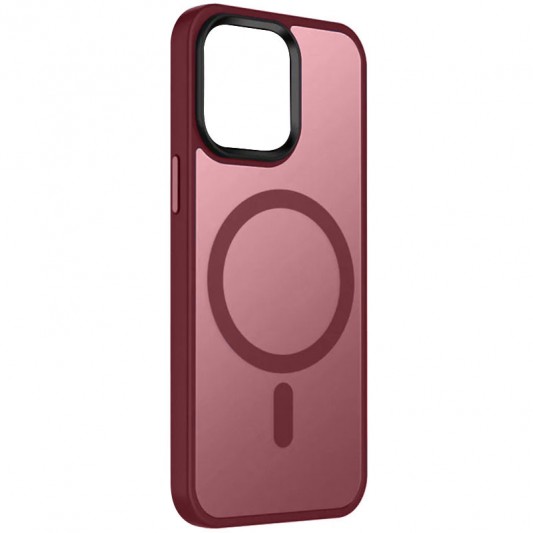TPU+PC чехол Metal Buttons with MagSafe Colorful для Apple iPhone 15 (6.1") Бордовый / Wine Red