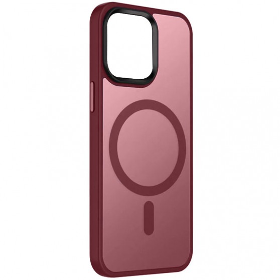 TPU+PC чехол Metal Buttons with MagSafe Colorful для Apple iPhone 15 (6.1") Бордовый / Wine Red