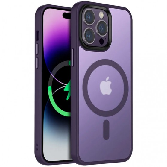 TPU+PC чохол Metal Buttons with MagSafe Colorful для Apple iPhone 15 Pro (6.1") Темно-фіолетовий / Dark Purple