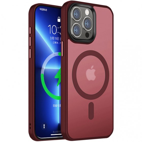 TPU+PC чехол Metal Buttons with MagSafe Colorful для Apple iPhone 15 Pro Max (6.7") Бордовый / Wine Red