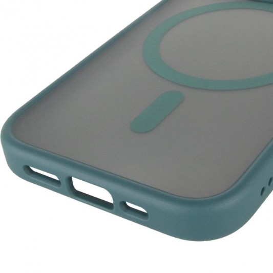 TPU+PC чехол Metal Buttons with MagSafe для Apple iPhone 15 Pro (6.1") Зеленый - изображение 4