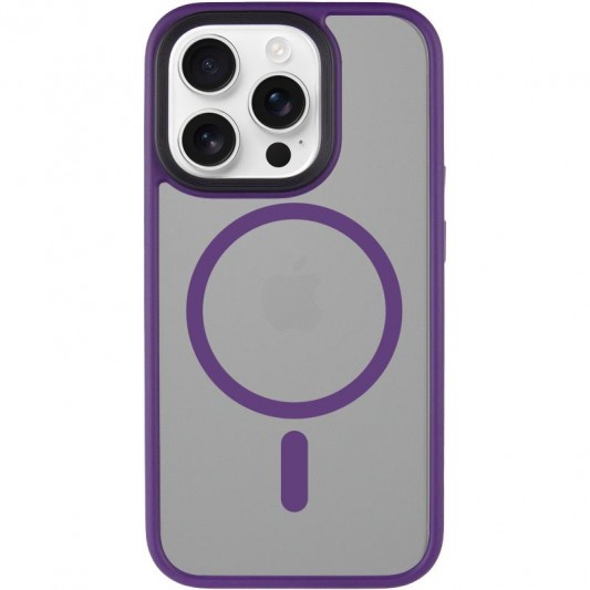 TPU+PC чехол Metal Buttons with MagSafe для Apple iPhone 15 Pro (6.1") Темно-Фиолетовый - изображение 1