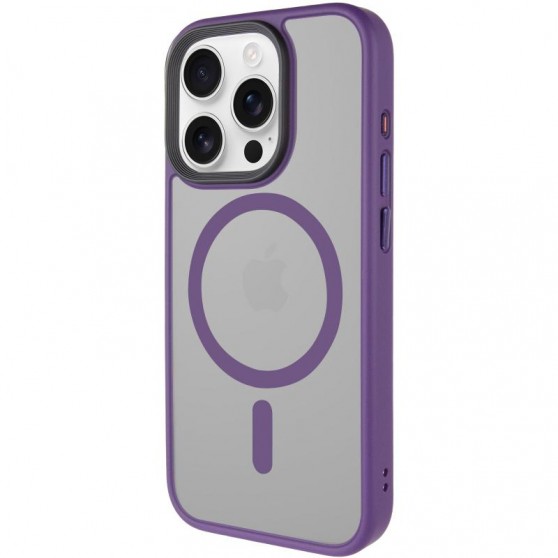 TPU+PC чохол Metal Buttons with MagSafe для Apple iPhone 15 Pro Max (6.7") Темно-Фіолетовий