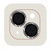 Защитное стекло Metal Shine на камеру (в упак.) для Apple iPhone 15 (6.1 дюйма) / 15 Plus (6.7 дюйма) Серебряный / Silver