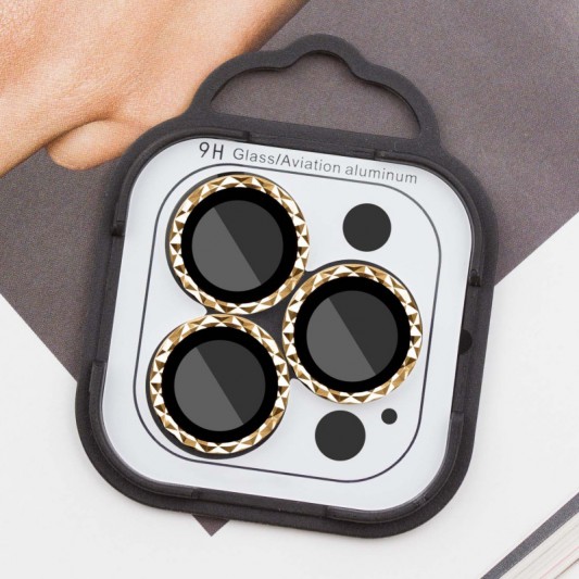 Защитное стекло Metal Shine на камеру (в упак.) для Apple iPhone 15 Pro (6.1") / 15 Pro Max (6.7") Золотой / Gold - изображение 1