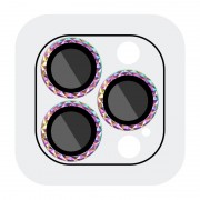 Захисне скло Metal Shine на камеру (у упак.) для Apple iPhone 15 Pro (6.1") / 15 Pro Max (6.7") Бузковий / Rainbow