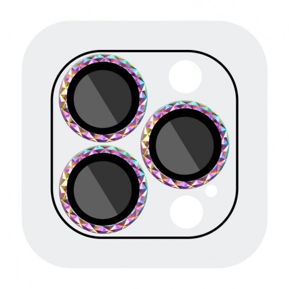 Захисне скло Metal Shine на камеру (у упак.) для Apple iPhone 15 Pro (6.1") / 15 Pro Max (6.7") Бузковий / Rainbow