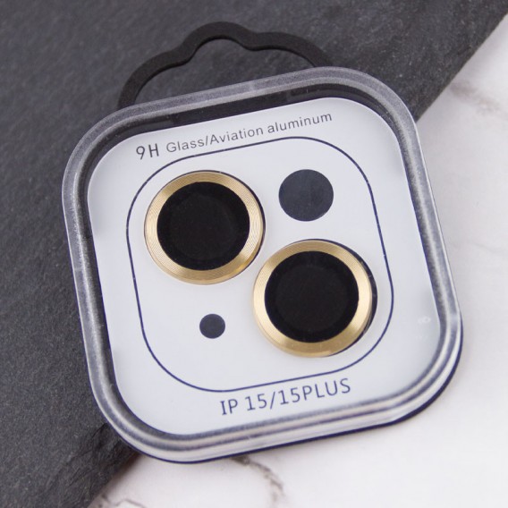 Захисне скло Metal Classic на камеру (в упак.) Apple iPhone 15 (6.1") / 15 Plus (6.7"), Золотий / Gold