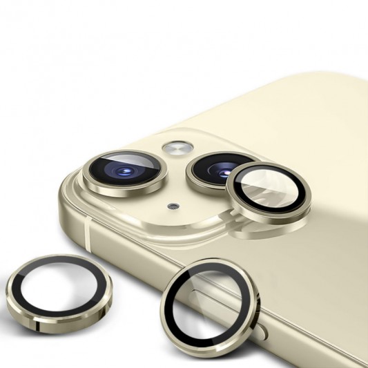 Захисне скло Metal Classic на камеру (у упак.) для Apple iPhone 15 (6.1") / 15 Plus (6.7") Золотий / Gold - зображення 5 