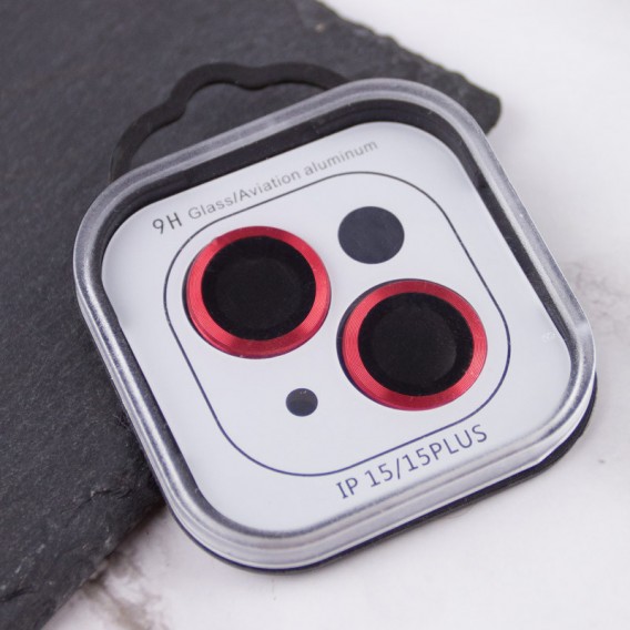 Захисне скло Metal Classic на камеру (в упак.) Apple iPhone 15 (6.1") / 15 Plus (6.7"), Червоний / Red